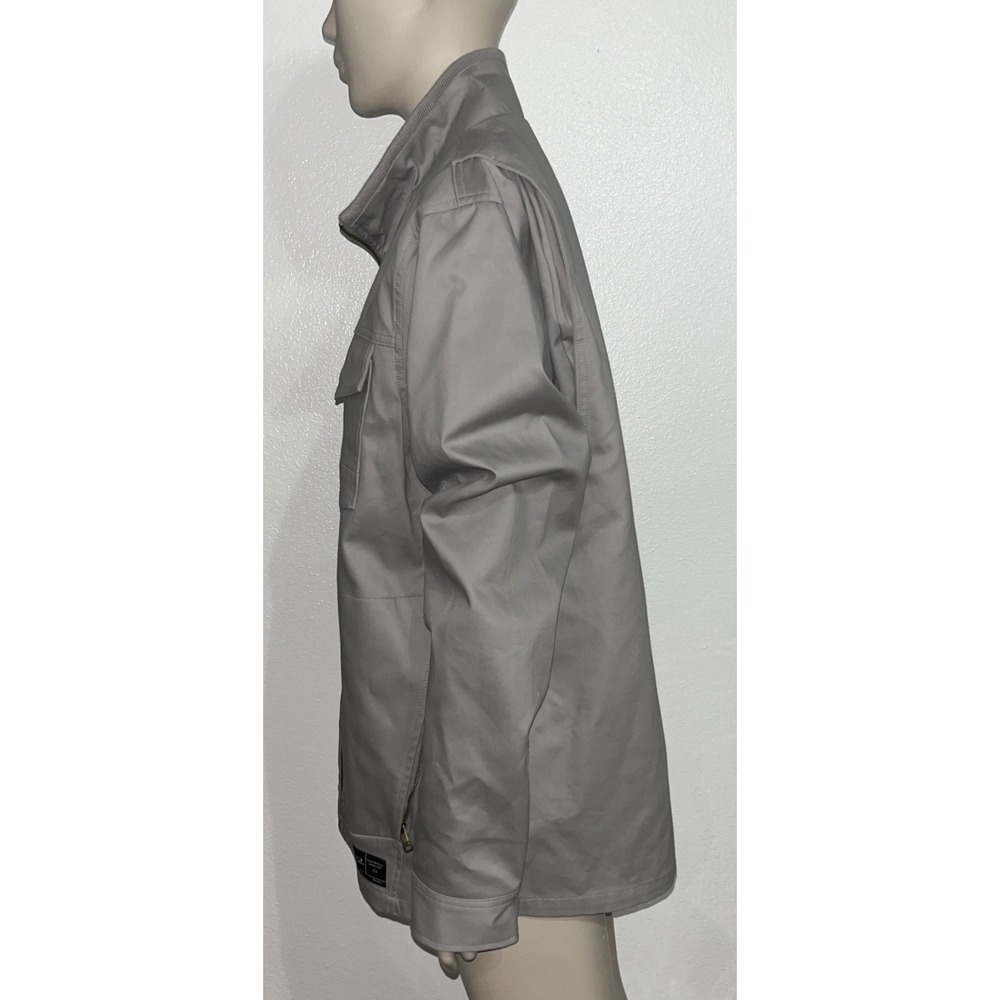 Oakley Mens Gray Moto Biker Chore Jacket Zip Front Logo Snap Cuffs Sz Large - Picture 4 of 16